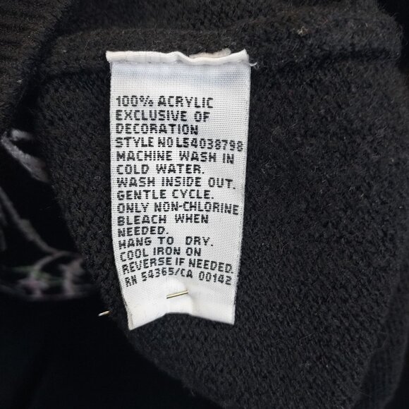 Alia Cat Cardigan Sweater Women's Petite L Black Full Zip Applique Embroidery - Picture 9 of 12